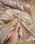 Iconic Silky Satin - Pale Taupe Color Soft Premium Charmeuse Fabric 1 Way Stretch, Soft Satin Fabric for Women's Slips, Craft, Ties, Handkerchiefs DIY
