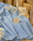 Grace - Pastel Blue Crepe Stretch Fabric for Light Dresses and Home Decor, Heavyweight Twill Material for Draping, Tailoring, Cushion Covers
