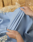 Grace - Pastel Blue Crepe Stretch Fabric for Light Dresses and Home Decor, Heavyweight Twill Material for Draping, Tailoring, Cushion Covers