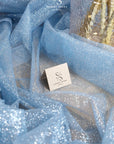 Illuminate Glitter Tulle - Pastel Blue Color Soft Premium Fabric by the Yard, Shimmering Mesh for Baby Shower, Events, Party Decor