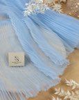 Micro Pleated - Pastel Blue Quality Fabric by the Yard, Handmade Accordion Textured Tulle with Soft Pleats for Fashion Dresses, Skirts