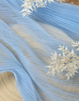 Micro Pleated - Pastel Blue Quality Fabric by the Yard, Handmade Accordion Textured Tulle with Soft Pleats for Fashion Dresses, Skirts