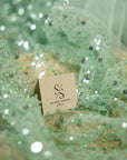 Starlight - Pastel Mint Delicate Heavy Beaded & Sequined Mesh, Quality Material by the Yard with Pearls for Baby Dresses, Special Events