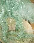 Starlight - Pastel Mint Delicate Heavy Beaded & Sequined Mesh, Quality Material by the Yard with Pearls for Baby Dresses, Special Events