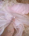 Glimmer Crystal Organza - Pearl Pink Color Premium Crystal Fabric by the Yard, Sparkle Crystal Sheer for Baby Shower, Wedding Decor, Volume Dress