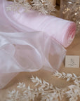 Glimmer Crystal Organza - Pearl Pink Color Premium Crystal Fabric by the Yard, Sparkle Crystal Sheer for Baby Shower, Wedding Decor, Volume Dress