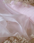 Glimmer Crystal Organza - Pearl Pink Color Premium Crystal Fabric by the Yard, Sparkle Crystal Sheer for Baby Shower, Wedding Decor, Volume Dress