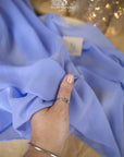 Aura Chiffon - Perry Blue Color Premium Material by the Yard, Soft Matte Quality with Beautiful Drape, for Dresses, Blouses, Scarves, 59" wide