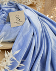 Rich - Perry Blue Stretch Velvet Fabric, Dusty Periwinkle 4-Way Velour for Dresses, Capes, Fantasy Costumes, Event Decor