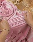 Rich - Pink Rose Stretch Velvet Fabric by the Yard, Soft Premium 4-Way Velour for Bridal Dresses, Fairytale Costumes