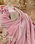 Rich - Pink Rose Stretch Velvet Fabric by the Yard, Soft Premium 4-Way Velour for Bridal Dresses, Fairytale Costumes
