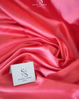 Iconic Silky Satin - Pinkish Red Color Soft High Quality Fabric, 1 Way Stretch Satin for Gowns, Lingerie, Women's slips, Negligees