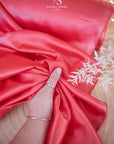 Iconic Silky Satin - Pinkish Red Color Soft High Quality Fabric, 1 Way Stretch Satin for Gowns, Lingerie, Women's slips, Negligees