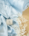 Iconic Silky Satin - Powder Blue Color Silky Satin Fabric Airy Light Weight Fabric One Way Stretch, Light Blue Satin for Decorations, Clothing, Wholesale