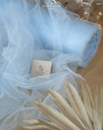 Clouds Tulle 59" - Powder Blue Color Soft Matte Delicate Fabric, Italy Tulle Mesh Material, for Baby Shower and Wedding Decor, 150 cm wide