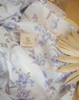 Magic - Purple Lavender Field Matte Floral Organza by the Yard, Soft Bridal Printed Organza Fabric with Lavender Blooms for Wedding Dresses