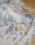 Magic - Purple Lavender Field Matte Floral Organza by the Yard, Soft Bridal Printed Organza Fabric with Lavender Blooms for Wedding Dresses