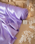Iconic Silky Satin - Purple Lavender Color Soft Silky Satin Fabric, Trendy One Way Stretch Material for Sewing Haute Couture, Event Tablecloths, Ribbons