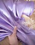 Iconic Silky Satin - Purple Lavender Color Soft Silky Satin Fabric, Trendy One Way Stretch Material for Sewing Haute Couture, Event Tablecloths, Ribbons
