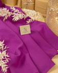 Grace - Purple Magenta Crepe Stretch Fabric for Statement Dresses and Tailored Suits, Premium Heavy Twill Material by the Yard for Fashion Design