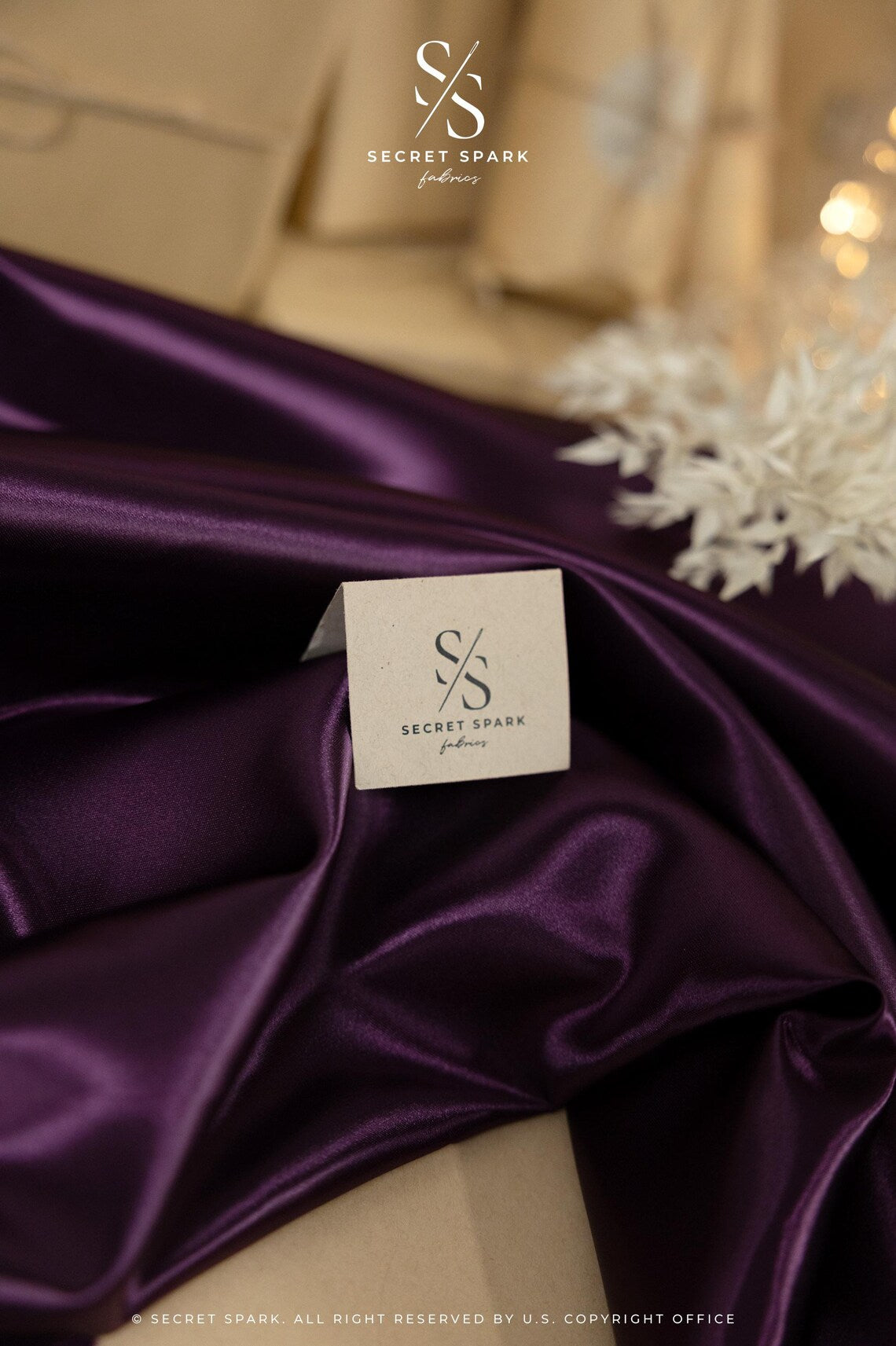 Amore - Raisin Purple Lustrous Satin Fabric, Dense Non-Stretch Material by the Yard for Evening Gowns, Table Linens, Men's Ties, Drapery