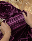 Rich - Raisin Purple Stretch Velvet Fabric -- Premium Deep 4-Way Velour for Gowns, Medieval Costumes, Upholstery