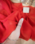 Aura Chiffon - Red Color Soft Matte Fabric by the Yard, High Quality with Beautiful Drape, for Dresses, Skirts, Headbands, Summer Wear