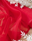 Glimmer Crystal Organza - Red Color Sheer Crystal Fabric by the Yard, Sparkle Shiny Material for Evening Gowns, Dance Costumes, Event Decor