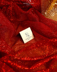 Illuminate Glitter Tulle - Red Color High Quality Sparkle Fabric by the Yard, Shimmering Mesh for Stage Costumes, Party Decor, 59" wide