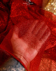 Illuminate Glitter Tulle - Red Color High Quality Sparkle Fabric by the Yard, Shimmering Mesh for Stage Costumes, Party Decor, 59" wide