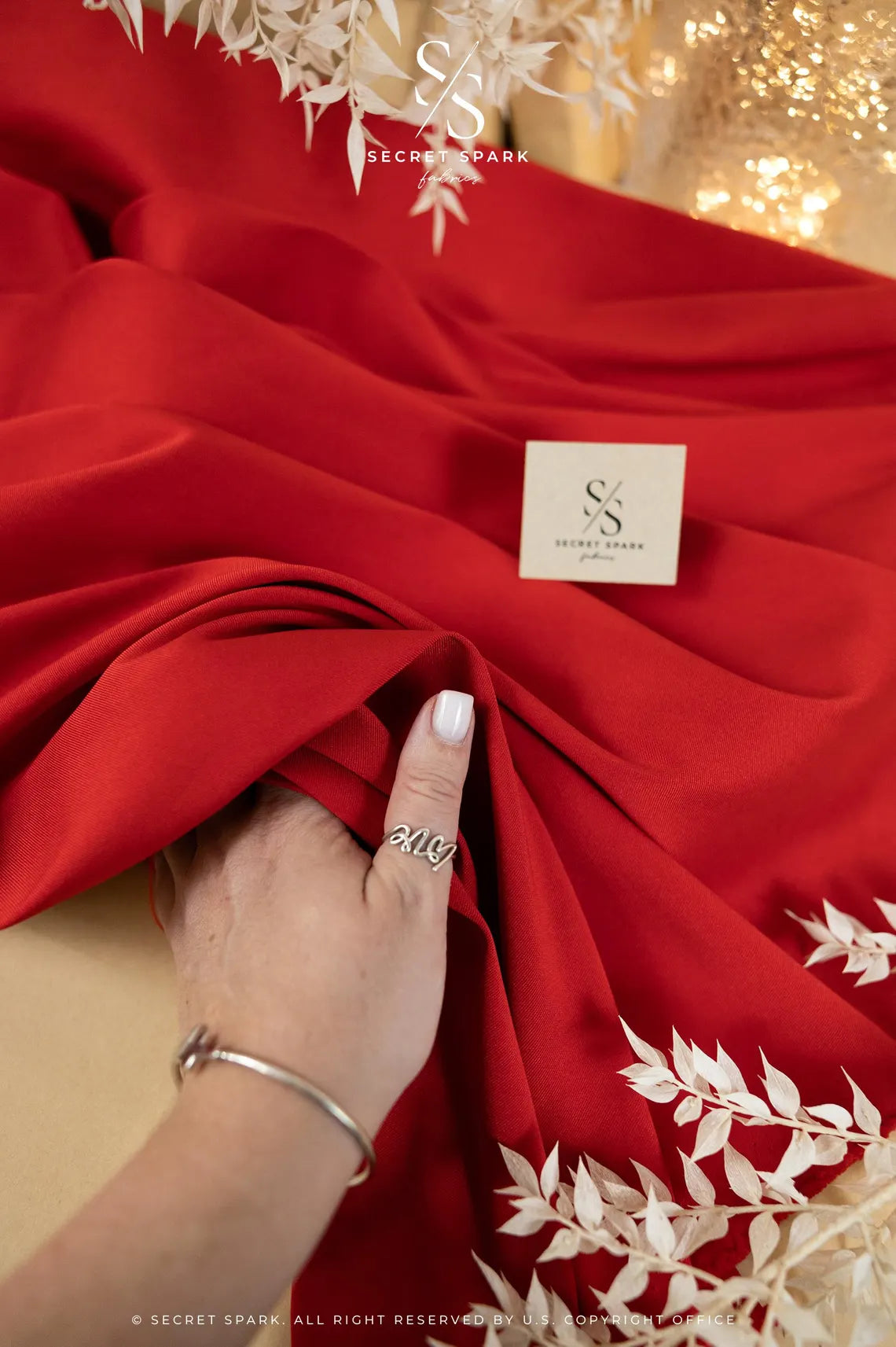 Mikado - Red Premium Dense Stretch Satin, High-Quality Structured Material by the Yard with One-Way Stretch for Evening Wear, Special Events