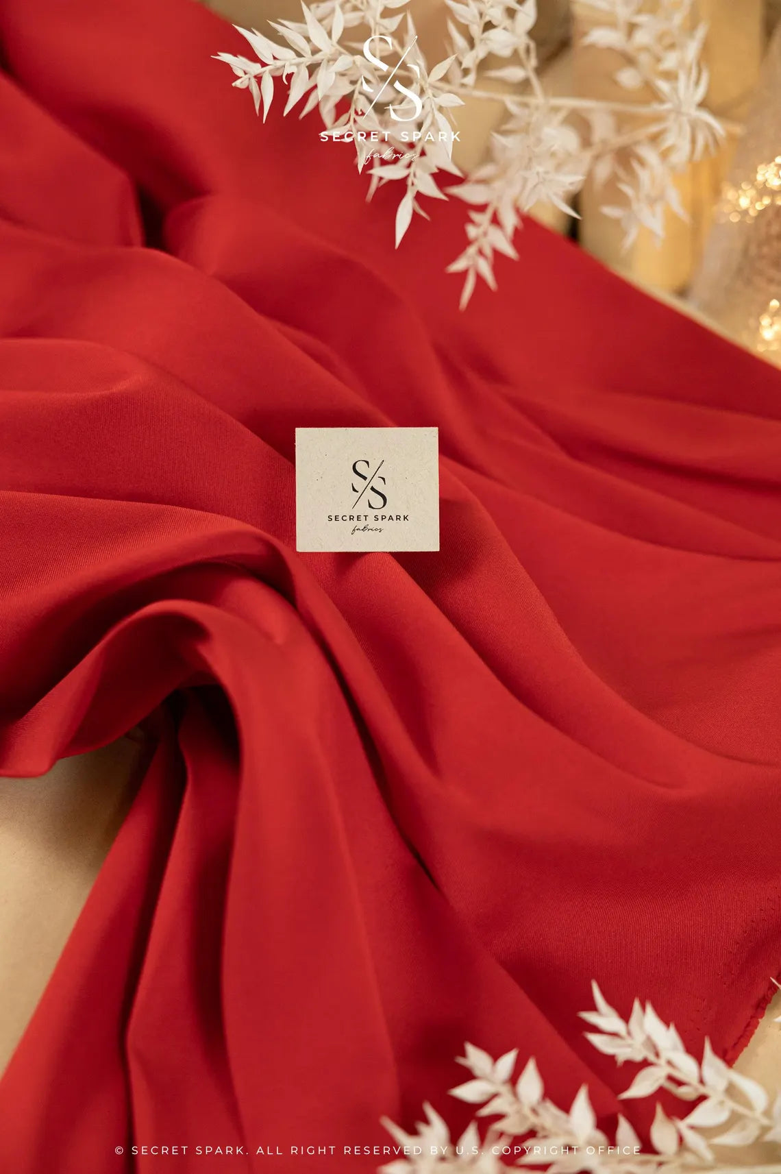 Mikado - Red Premium Dense Stretch Satin, High-Quality Structured Material by the Yard with One-Way Stretch for Evening Wear, Special Events