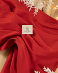 Mikado - Red Premium Dense Stretch Satin, High-Quality Structured Material by the Yard with One-Way Stretch for Evening Wear, Special Events