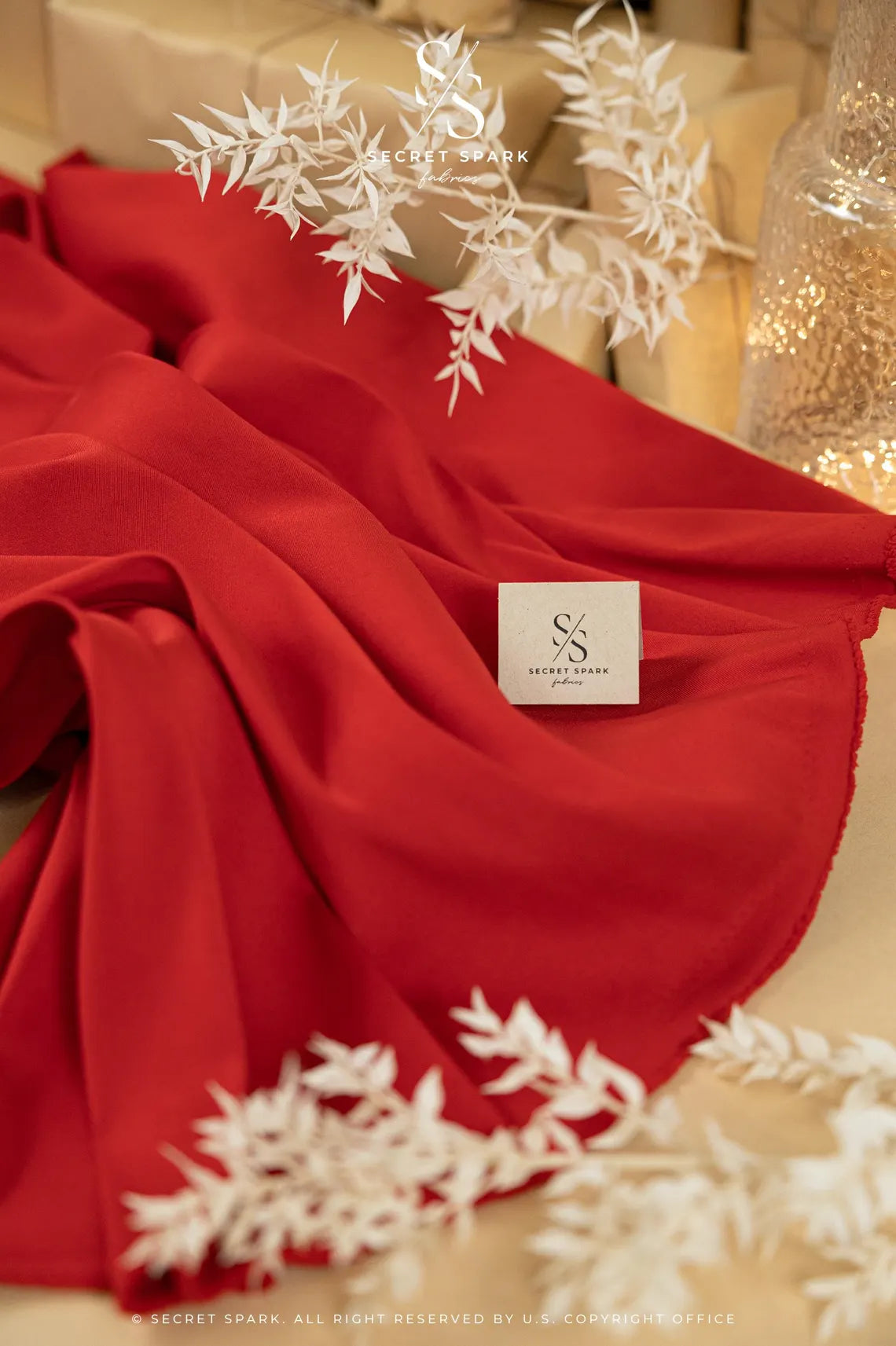 Mikado - Red Premium Dense Stretch Satin, High-Quality Structured Material by the Yard with One-Way Stretch for Evening Wear, Special Events