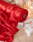 Iconic Silky Satin - Red Color Soft Silky Satin Airy & Light Weight Fabric, One Way Stretch Satin Fabric for Decorations, Clothing, Wholesale