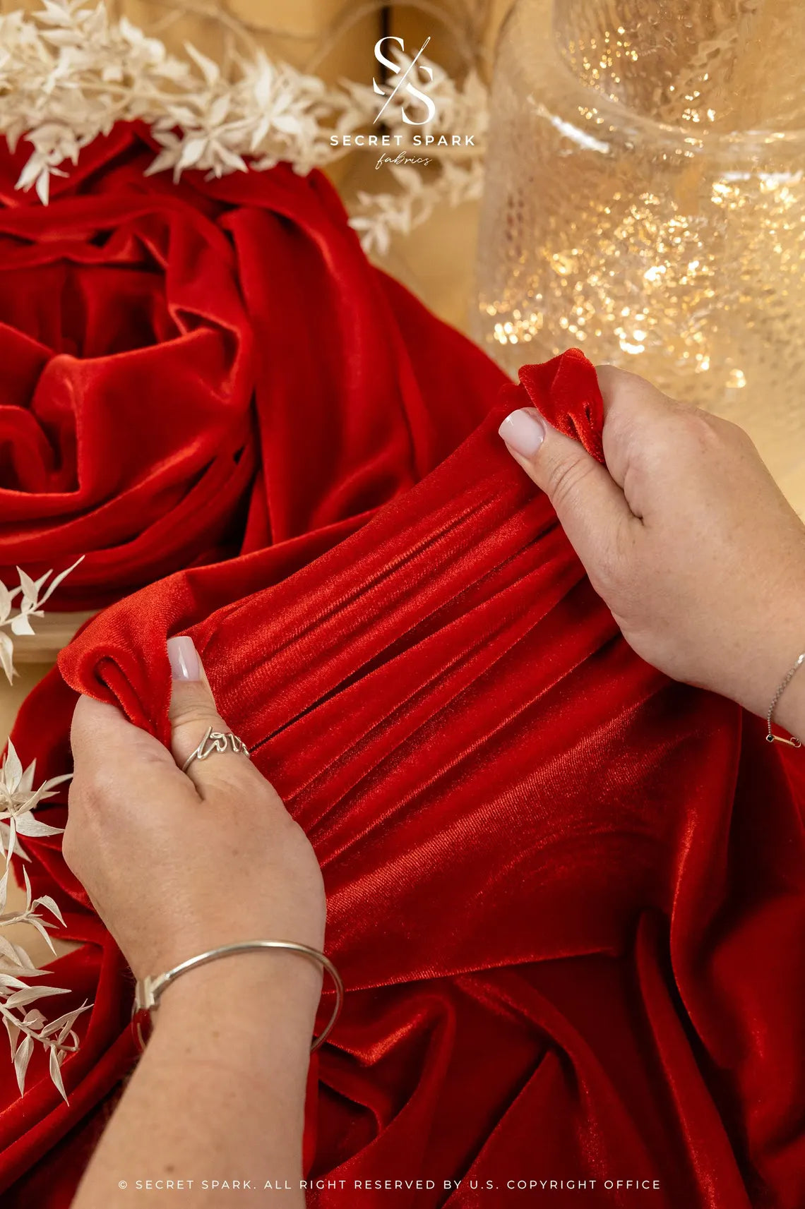 Buy Red Stretch Velvet | 4-Way Stretch