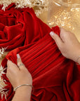 Rich - Red Stretch Velvet Fabric by the Yard - 4-Way Velour with Bold Color, Soft Drape for Dresses, Decor and Costumes