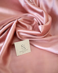 Iconic Silky Satin - Rose Blush Color Silky Satin Airy Light Weight Satin, One Way Stretch Fabric for Dresses, Bridal, Hair Tie, Scrunchies
