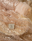 Starlight - Rose Gold Premium Heavy Beads & Sequined Mesh, Designer Quality Material by the Yard for Evening Gowns, Special Events, Prom