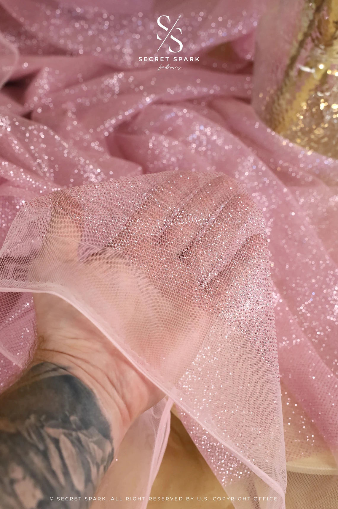Rose Pink Glitter Tulle