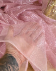 Illuminate Glitter Tulle - Rose Pink Color Premium Quality Fabric by the Yard, Soft Shimmering Mesh for Prom Dresses, Party Decor, DIY