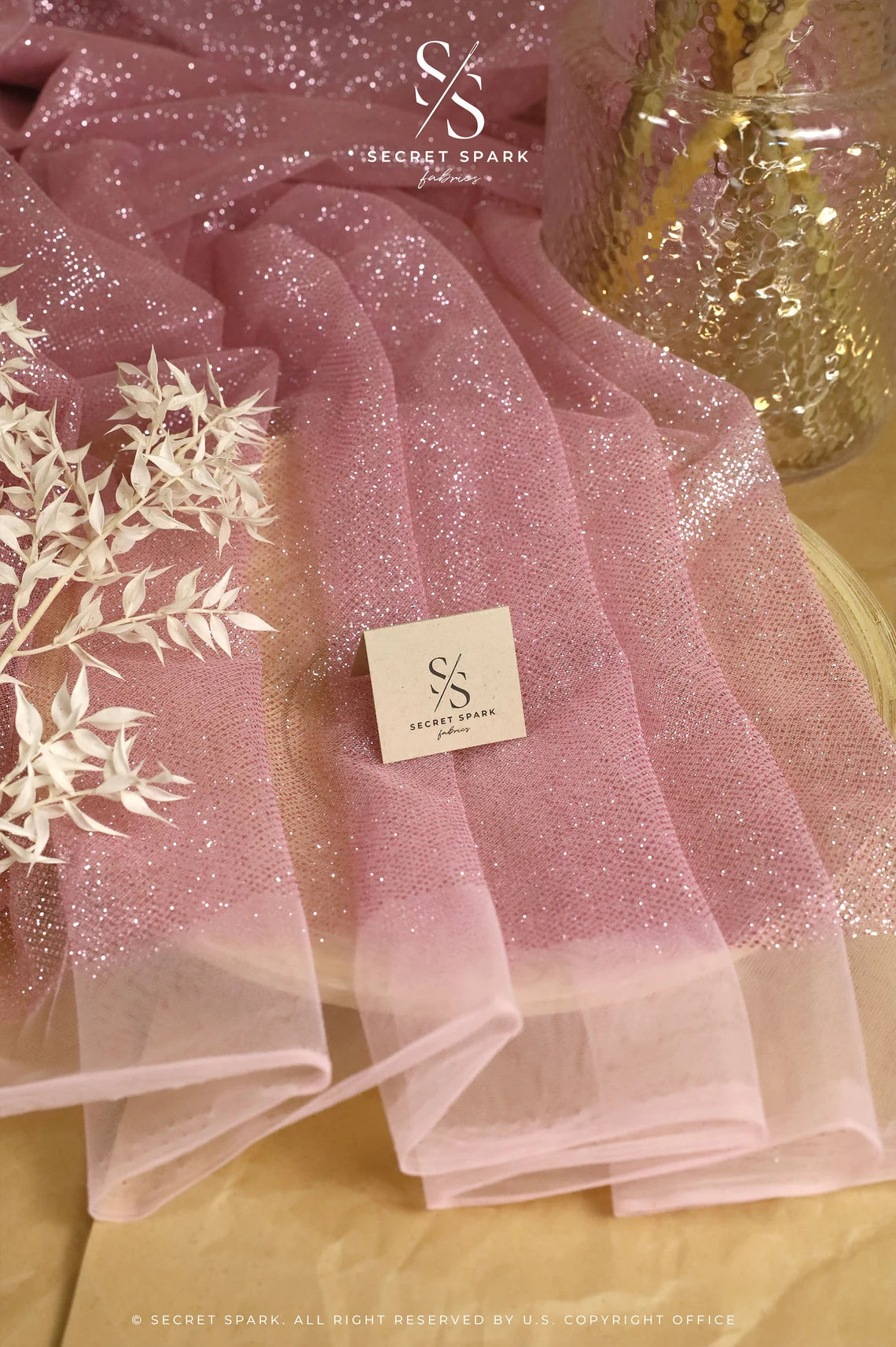 Rose Pink Glitter Tulle | Soft Premium Mesh for Prom & Party Decor  Secret  Spark Fabrics