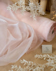 Glimmer Crystal Organza - Rose Shadow Color Sheer Crystal Fabric by the Yard, Sparkle Shiny Material for Wedding Dresses, Party Decor