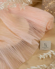 Micro Pleated - Rose Shadow Premium Delicate Material by the Yard, Handmade Textured Tulle with Irregular Pleats for Wedding Dresses, Veils