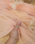 Micro Pleated - Rose Shadow Premium Delicate Material by the Yard, Handmade Textured Tulle with Irregular Pleats for Wedding Dresses, Veils