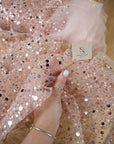 Starlight - Rose Shadow Delicate Heavy Beaded & Sequined Mesh, Premium Quality Material by the Yard for Bridal, Evening Gowns