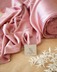 Iconic Silky Satin - Rose Color Trendy One Way Stretch Fabric for Sewing Bridal Dresses, Silk Slips, Event Tablecloths, Blouses | Iconic