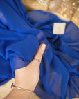 Aura Chiffon - Royal Blue Color High Quality Fabric by the Yard, Matte Material with Good Drape, for Multipurpose, Table Runner, Decoration