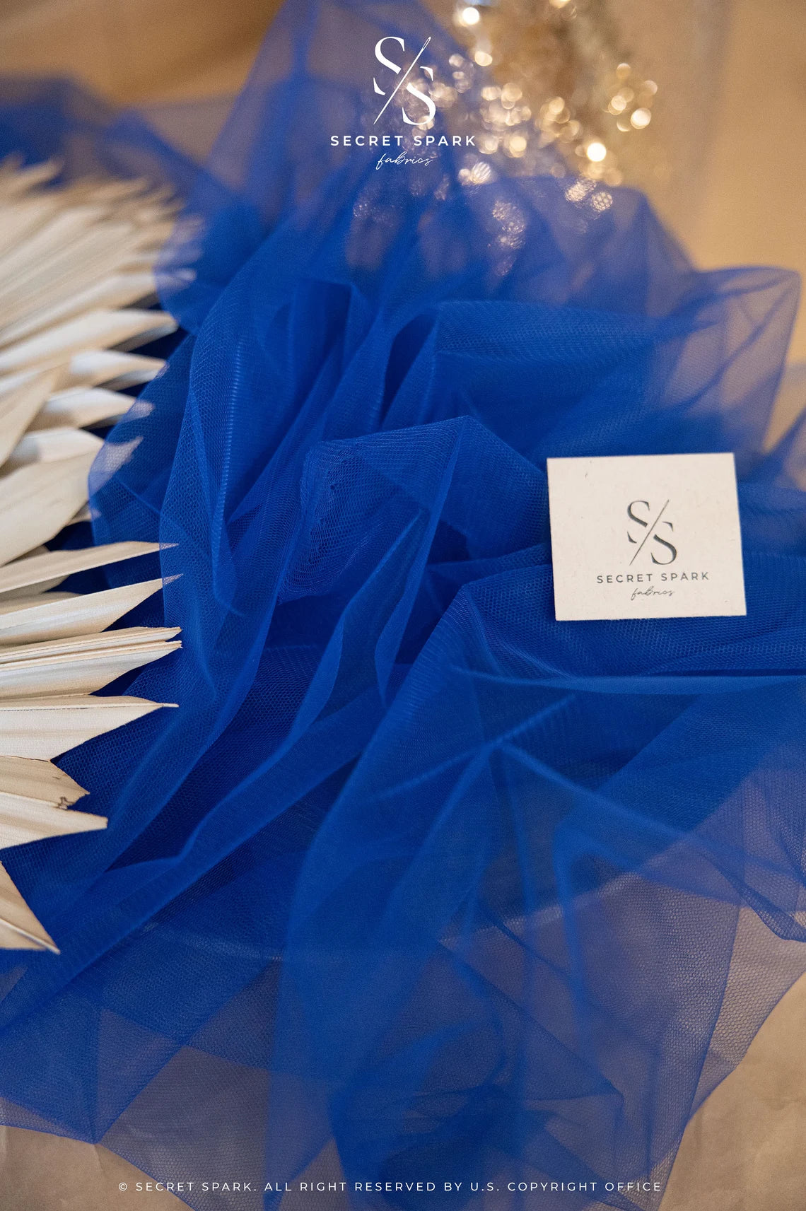 Clouds Tulle 59" - Royal Blue Color Premium Quality Fabric by the Yard, Soft Matte Tulle Mesh, for Evening Gowns and Regal Events