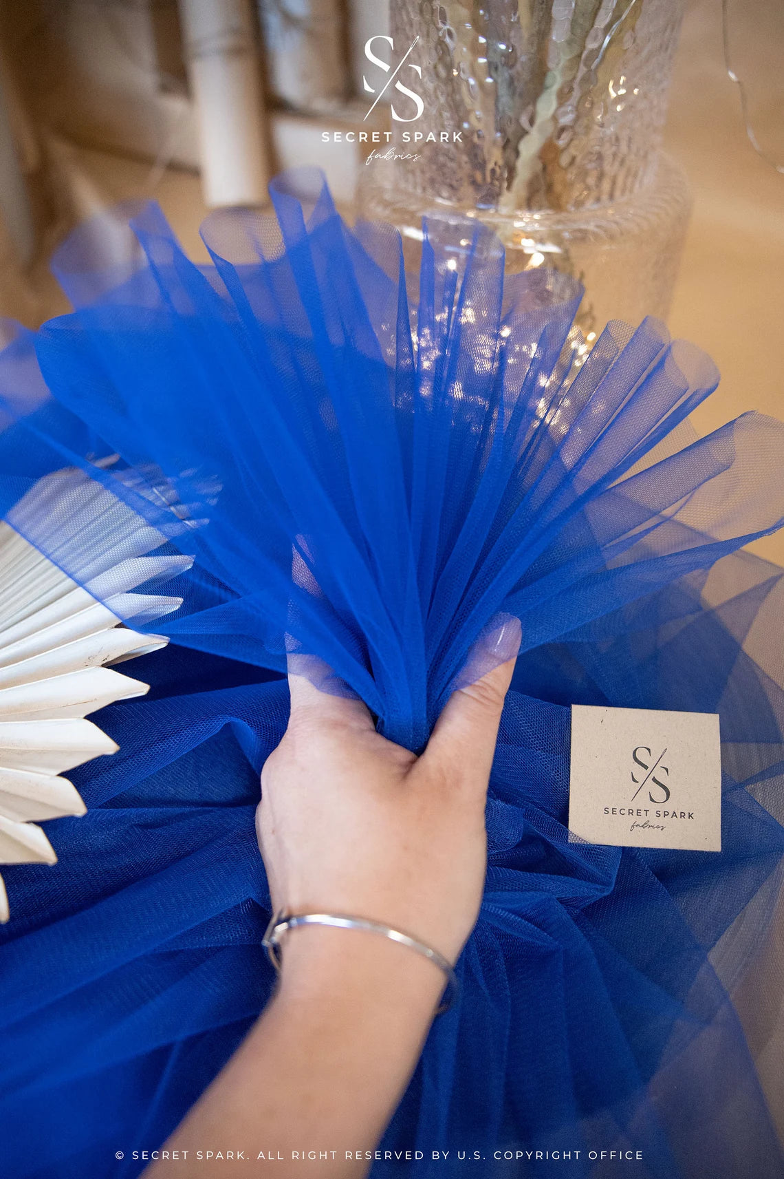 Clouds Tulle 59" - Royal Blue Color Premium Quality Fabric by the Yard, Soft Matte Tulle Mesh, for Evening Gowns and Regal Events